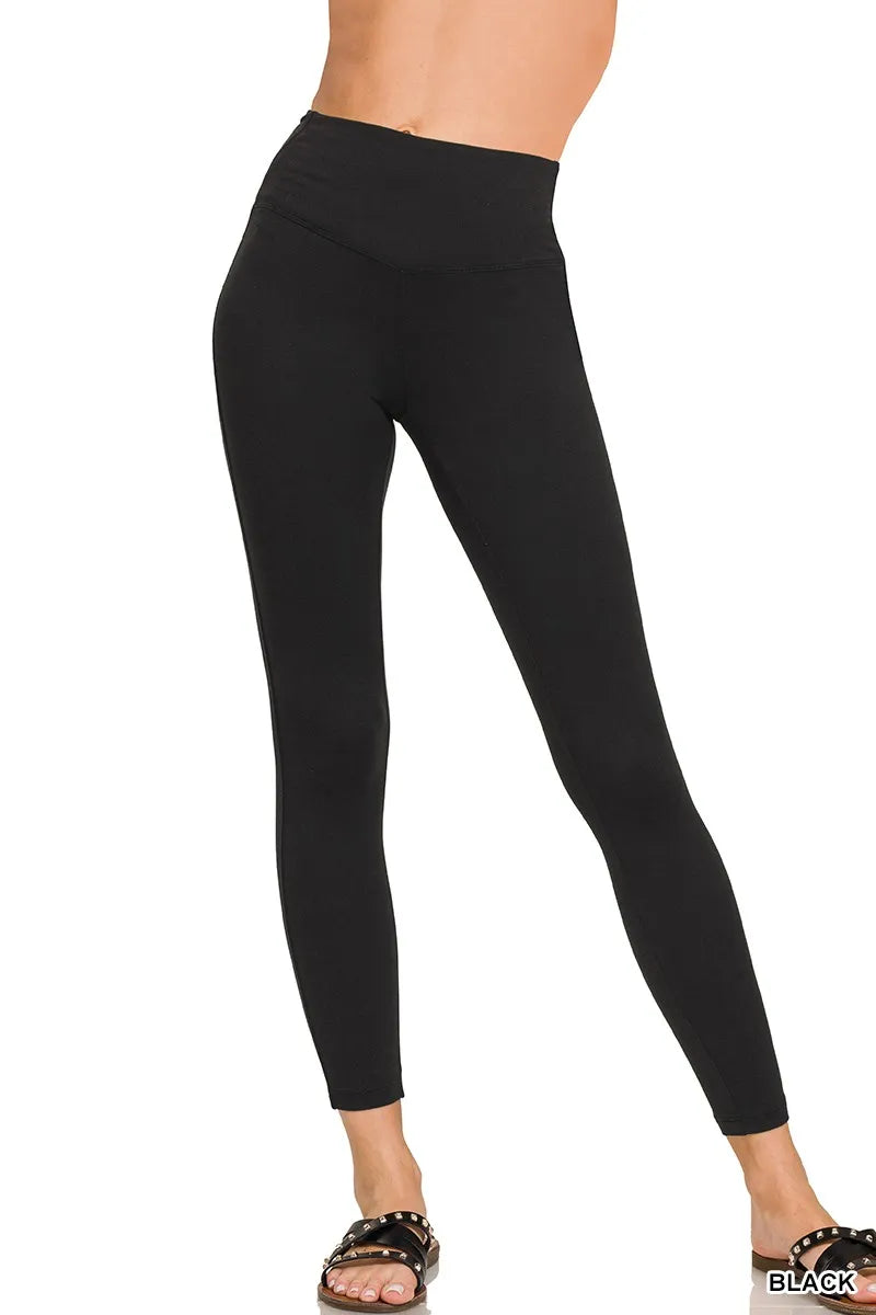 Zenana Brushed Microfiber Full Length Leggings - Fashorio