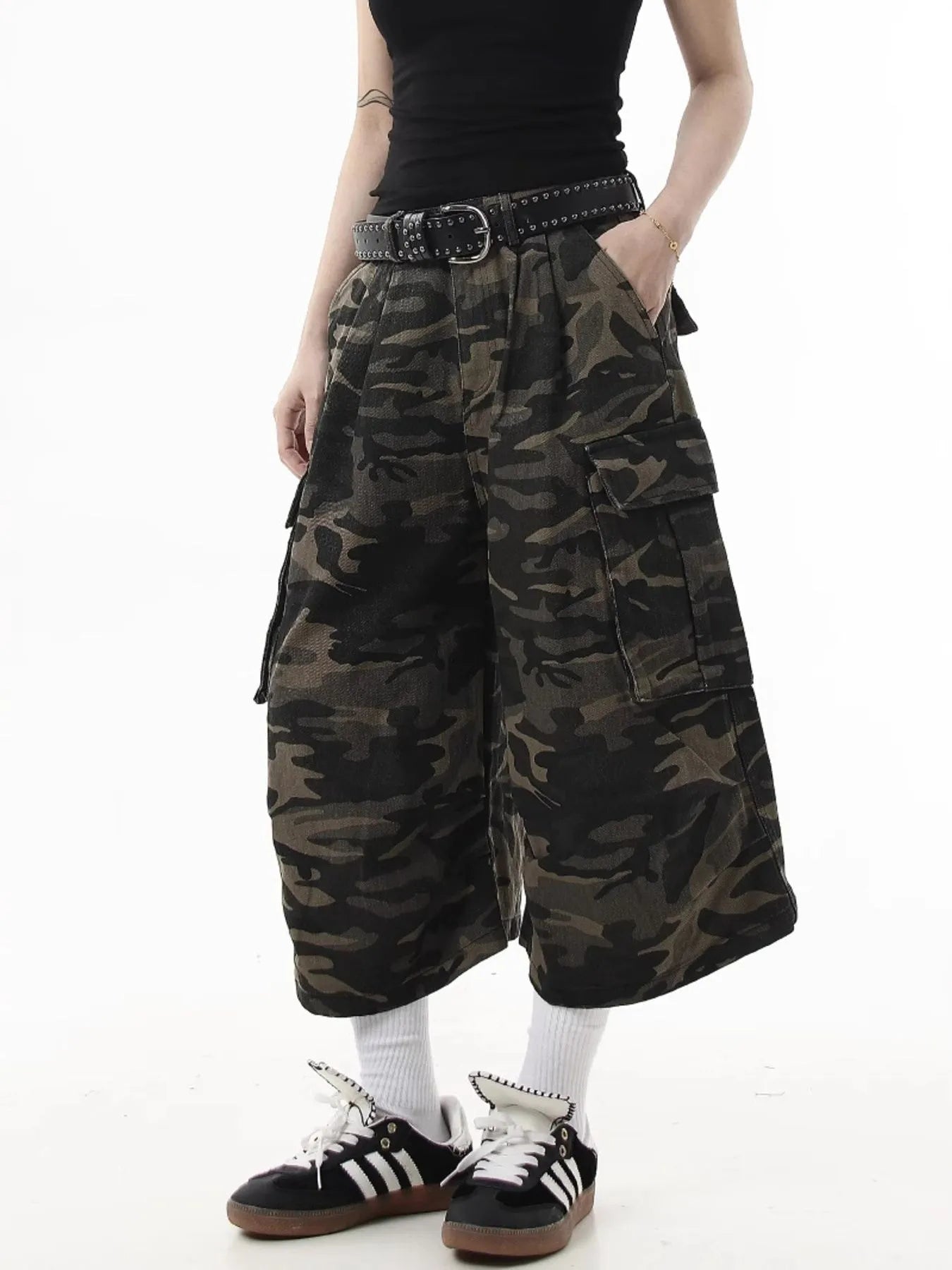 Men's Full Size Camouflage Cargo Denim Shorts Plus Size - Fashorio