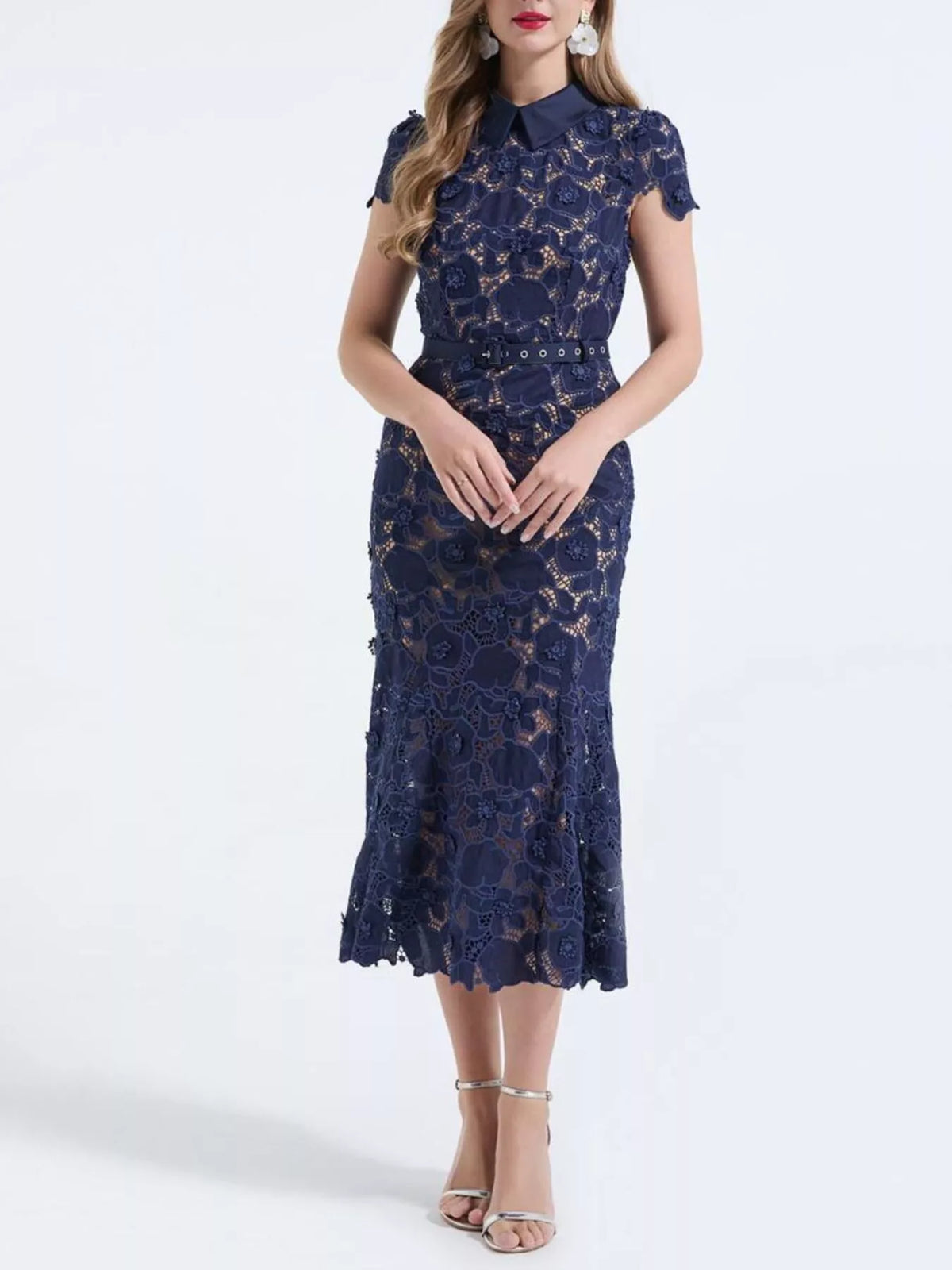 Lace midi dress back view