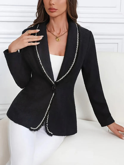 Single-Breasted Lapel Collar Blazer - Fashorio