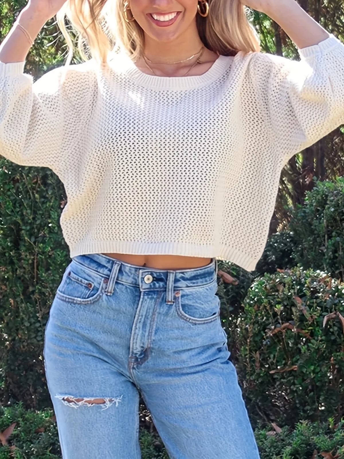 relaxed fit round neck sweater apricot styled look