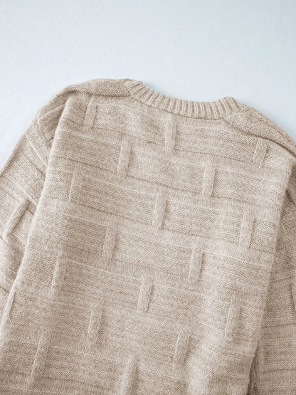 Textured Knit Open Front Cardigan with Pockets - Fashorio