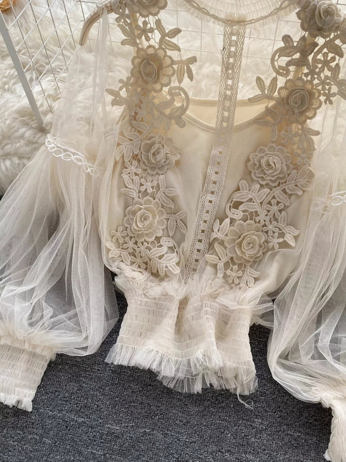 Floral Lace Blouse and Cami Two Piece Set, view 10