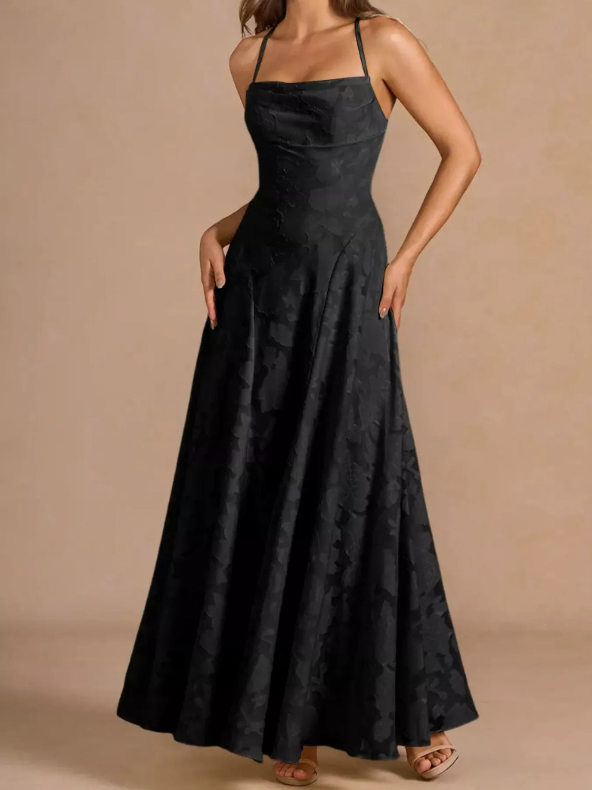 Spaghetti strap maxi dress full length view