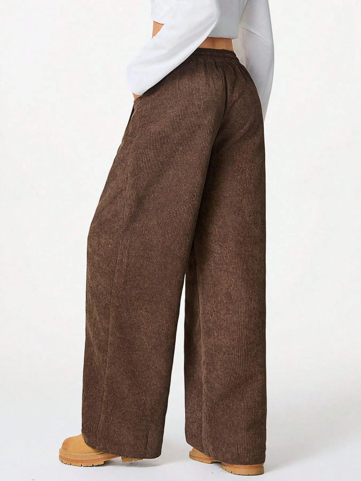 Drawstring wide leg pants back view