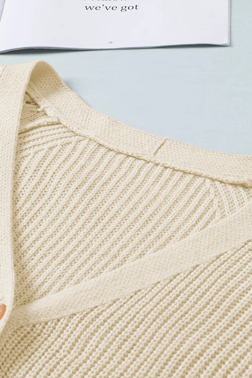 Openwork V-Neck Button Up Cardigan - Fashorio