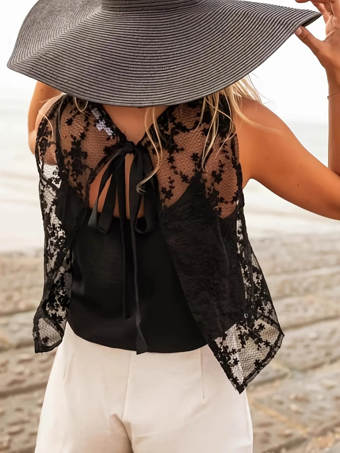 Lace Tie Back Tank - Fashorio