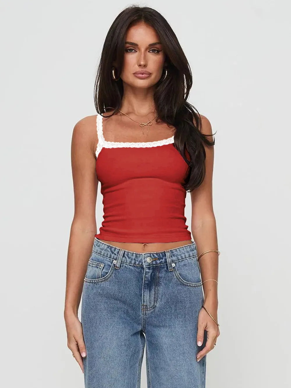 Lace Detail Cropped Cami Top back view