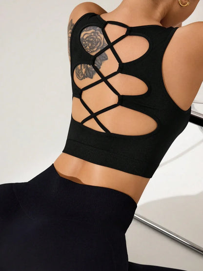 Crisscross Cropped Active Tank - Fashorio