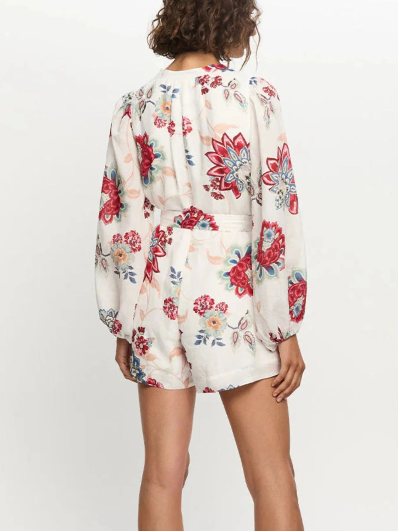 Floral Print Long Sleeve Romper - Fashorio