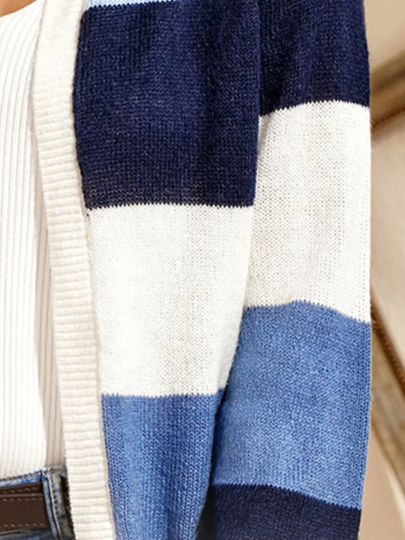 Color Block Button-Up Knit Cardigan - Fashorio