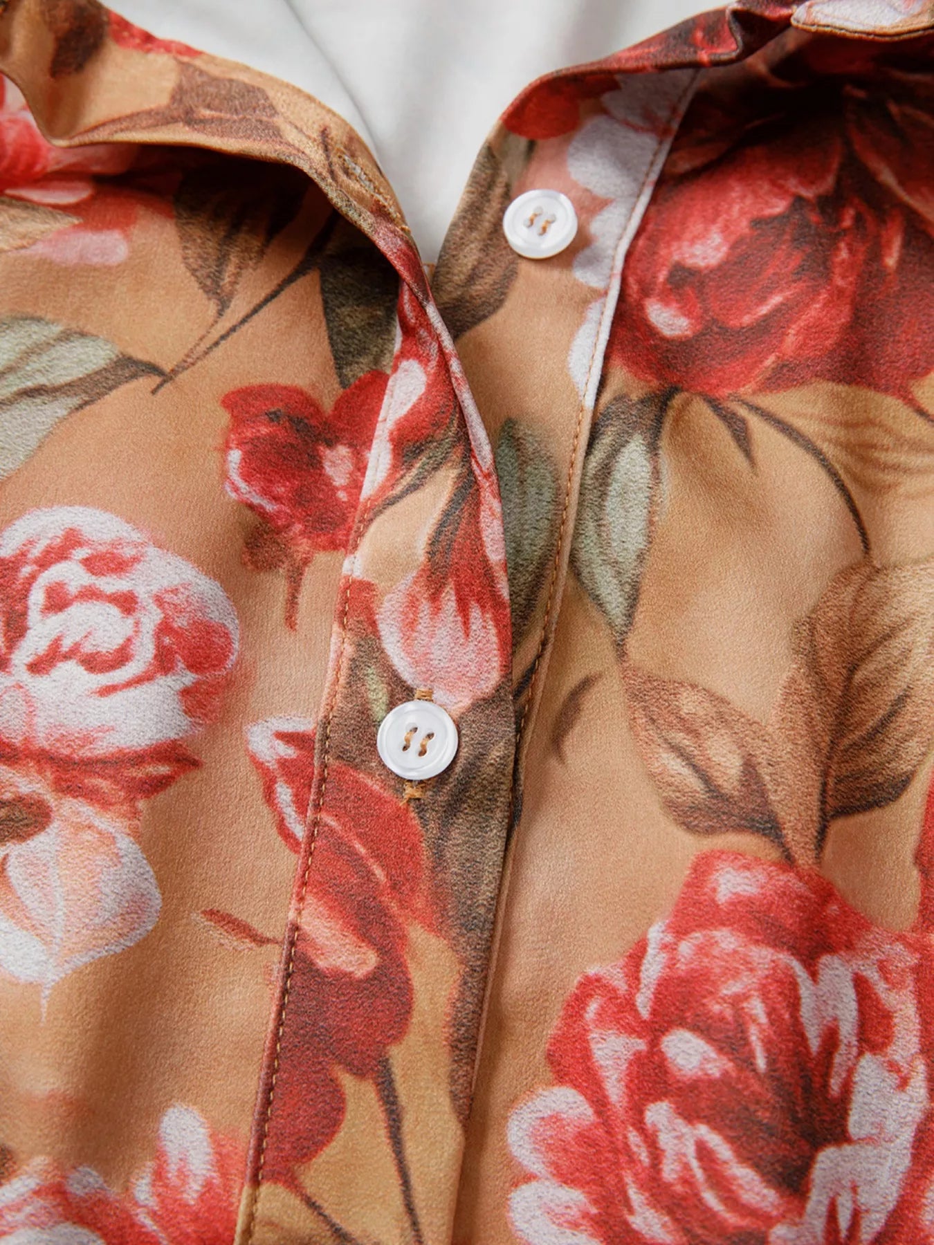 Floral Print Half Button Flounce Sleeve Ruffle Mini Dress - Fashorio