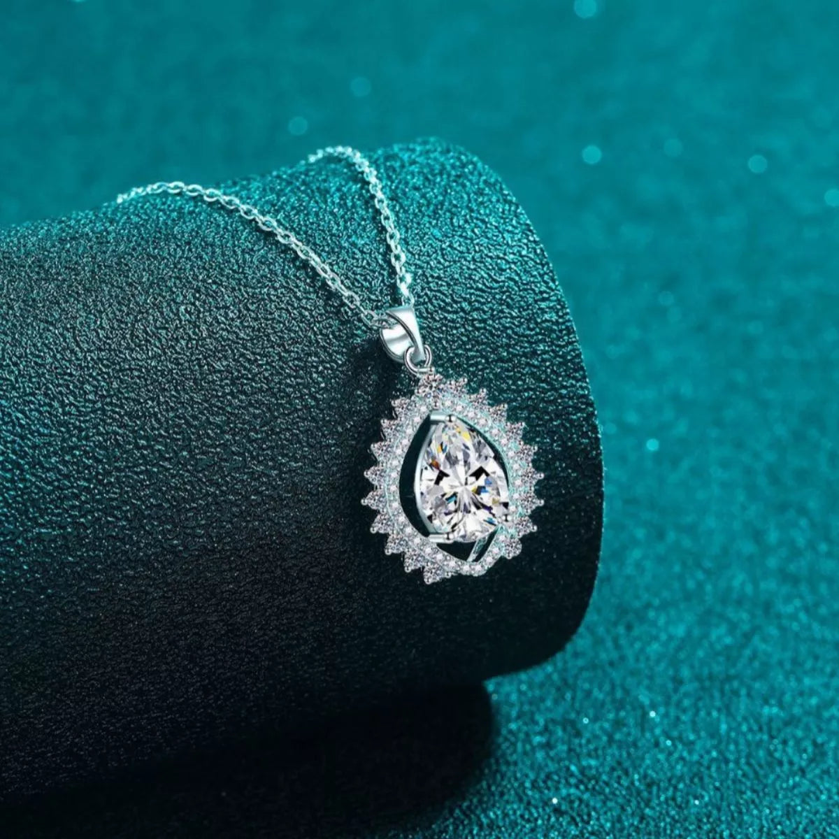Sterling silver chain and pendant detail