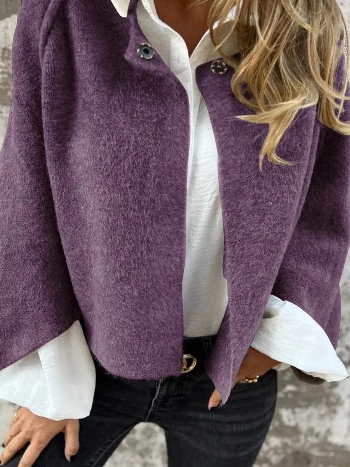 Dropped Shoulder Fuzzy Knit Cardigan Plus Size, view 11