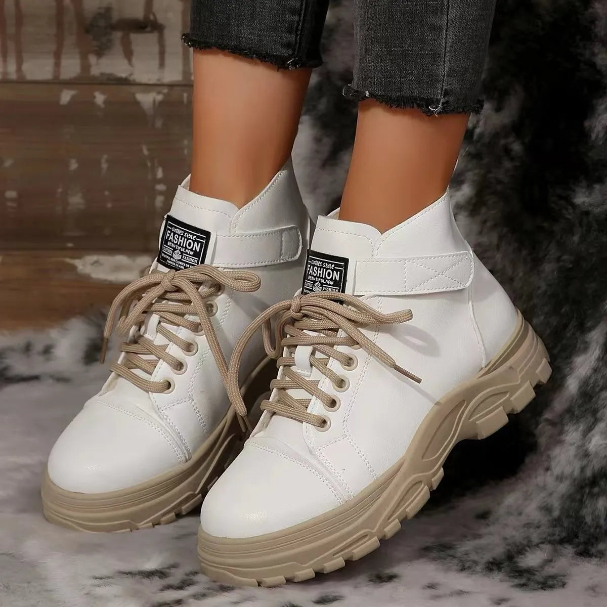 Lace Up Platform Combat Boots toe detail