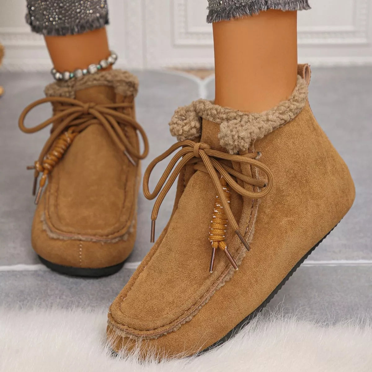 Plush lined ankle boots side profile