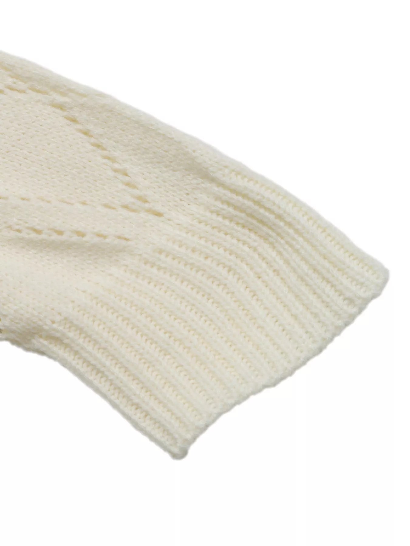 Openwork V-Neck Long Sleeve Sweater - Fashorio