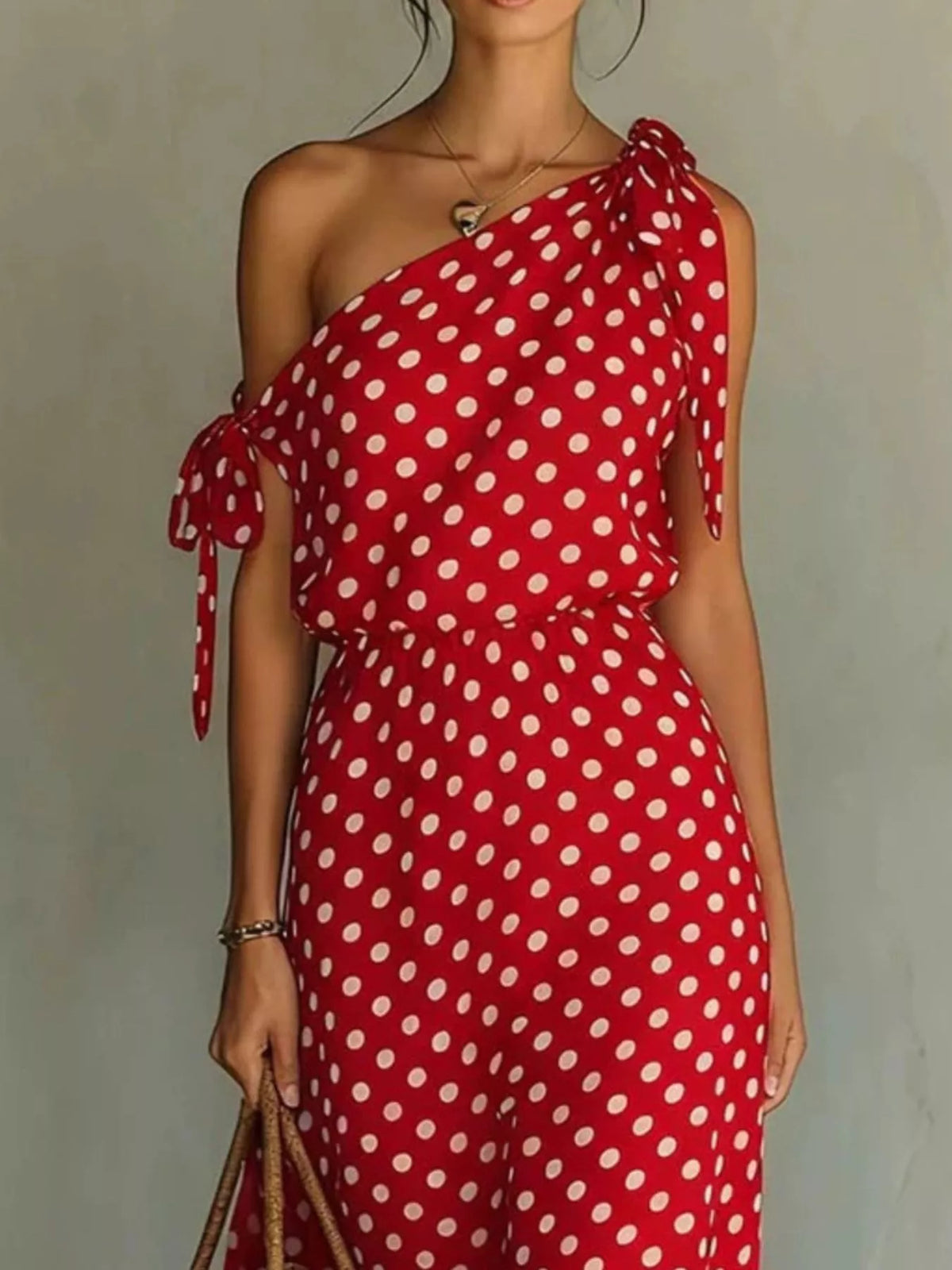 Plus size one shoulder maxi dress back view