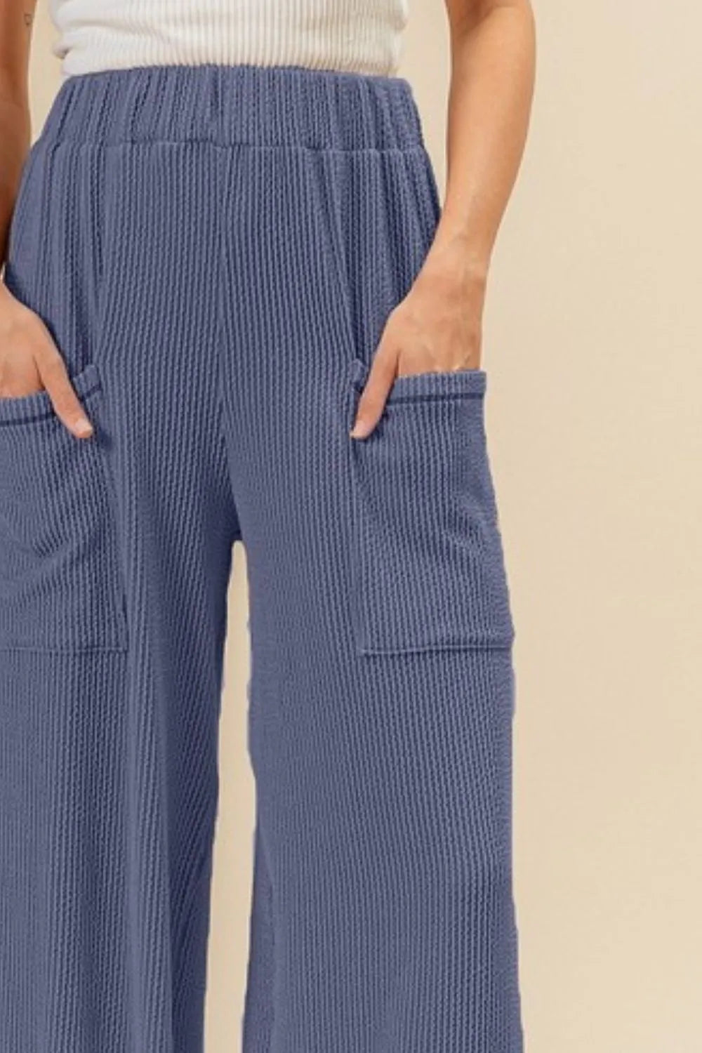BiBi 2tone Cord Rib Waist Band Side Pocket Pants - Fashorio