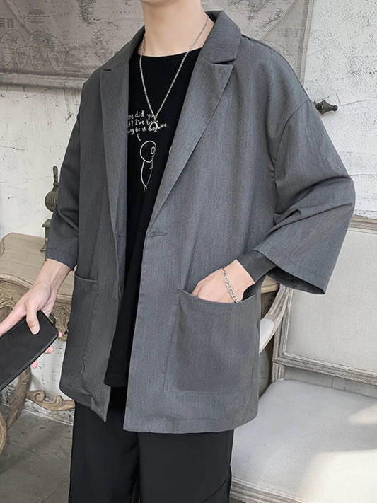 Men's One Button Long Sleeve Blazer - Fashorio