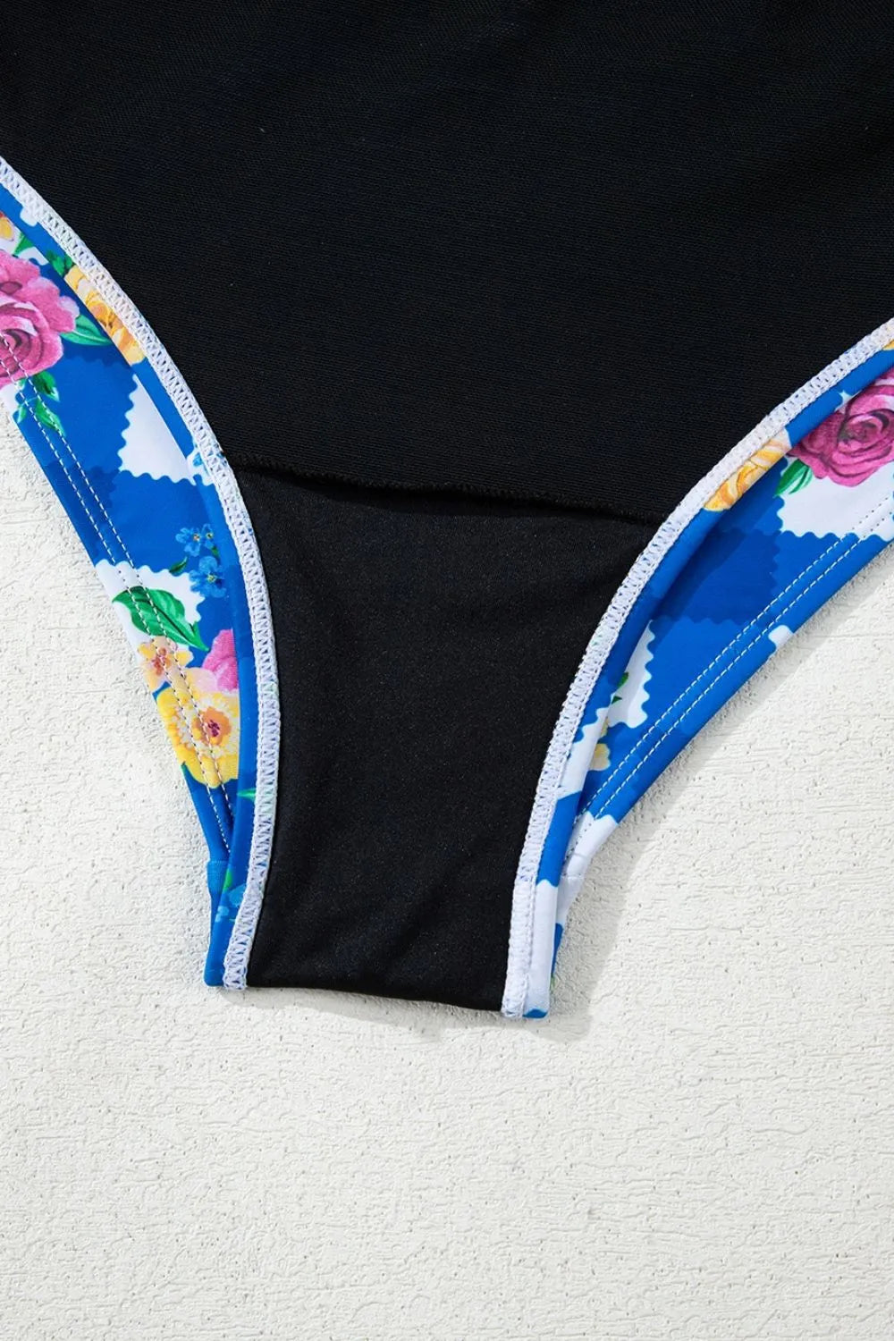 Floral Gingham Halter Neck Drawstring One Piece Swimwear - Fashorio