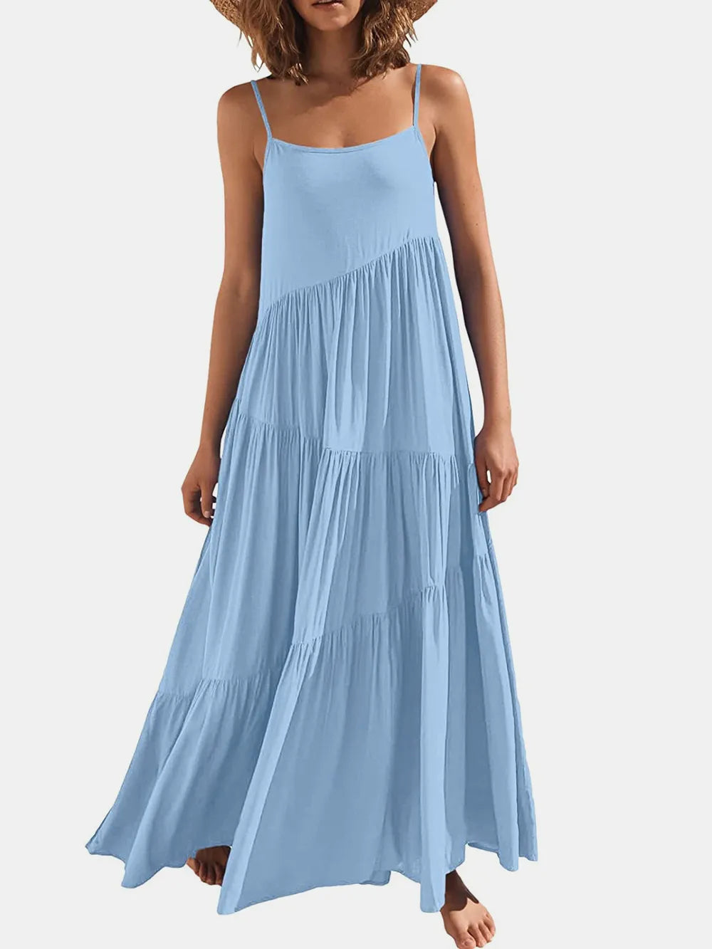 Ruched maxi dress shoulder detail