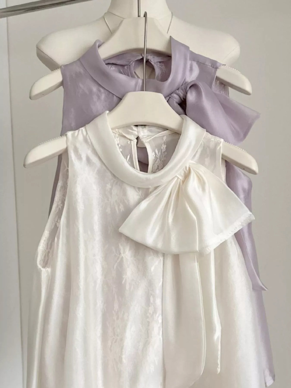 Bow chiffon sleeveless top, styled look