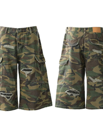 Men's Distressed Camouflage Cargo Shorts - Fashorio