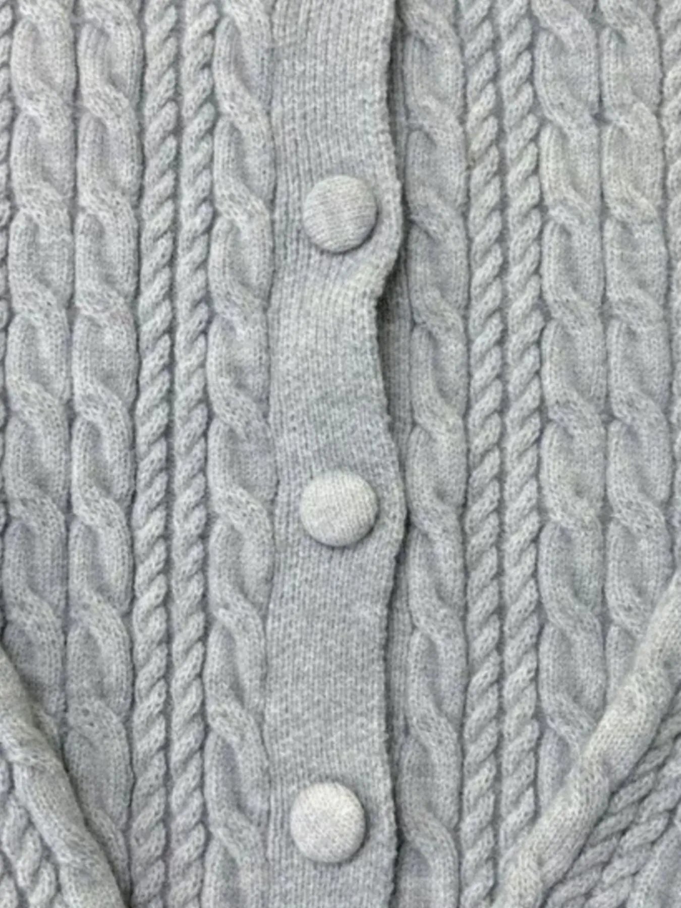 Cable Knit Button-Up Cardigan - Fashorio