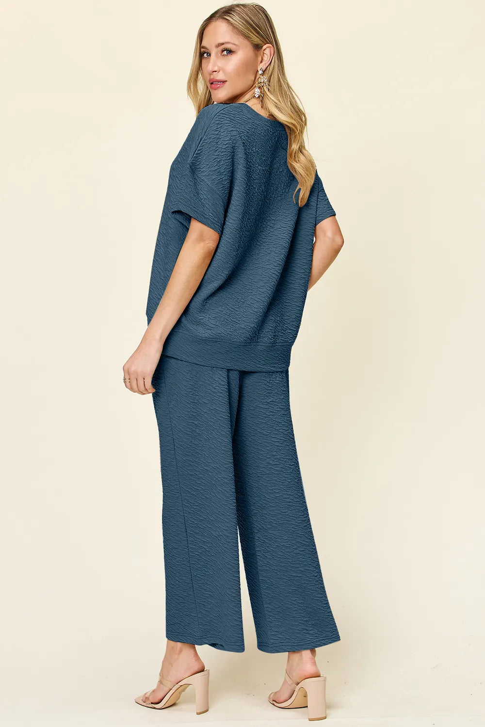 Womens two piece set flat lay of top and pants