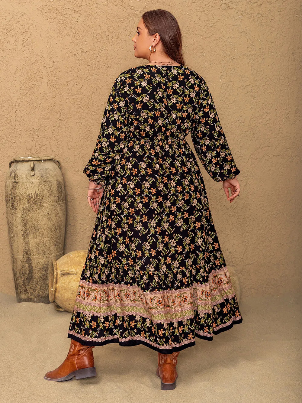 Floral maxi dress side view
