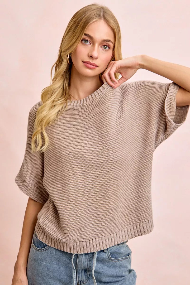 Short Dolman Sleeve Washed Knit Top, view 11