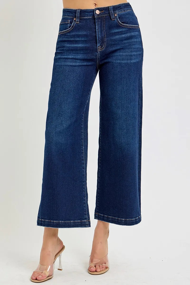 RISEN High Rise Crop Wide Jeans - Fashorio