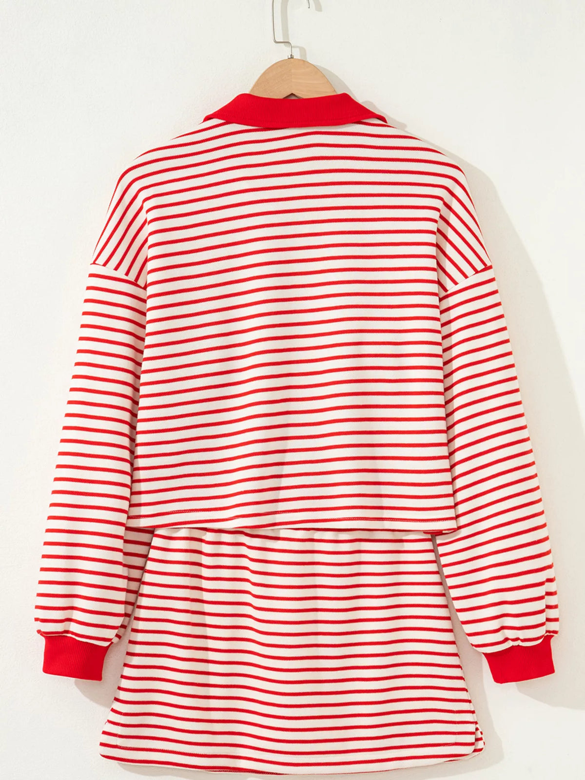 Stripe Drop Shoulder Pullover and Skort Two Piece Set, view 7