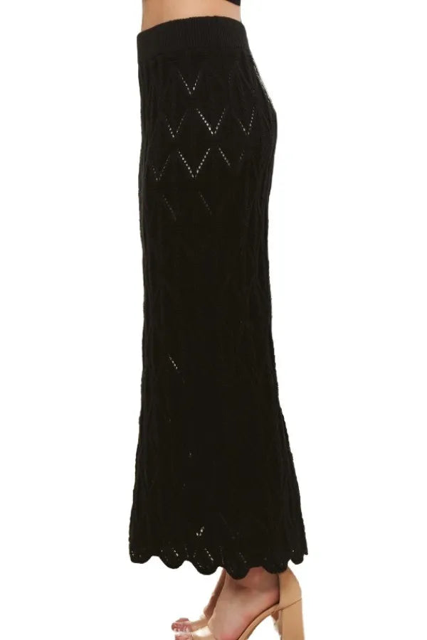 ADORA Scallop Trim Detail Knit Skirt - Fashorio