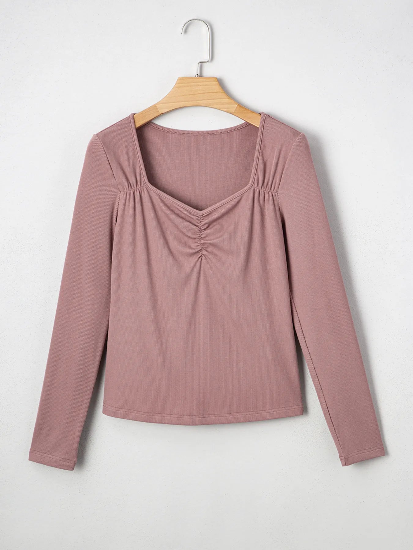 Ruched Front Long Sleeve T-Shirt - Fashorio