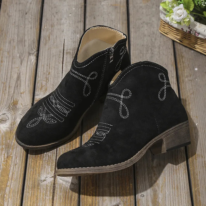 Block heel ankle boots side profile
