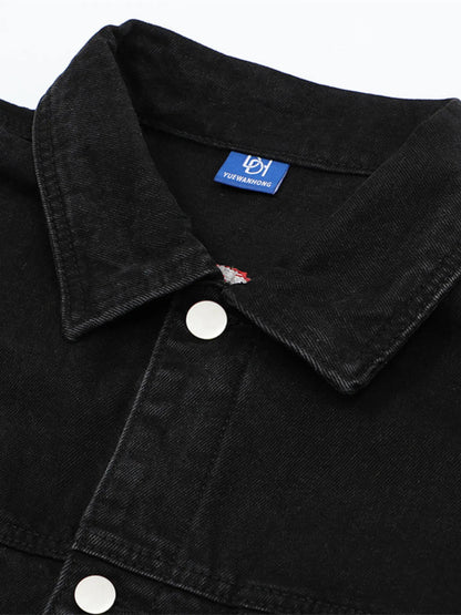 Men's Raw Hem Long Sleeve Denim Jacket - Fashorio