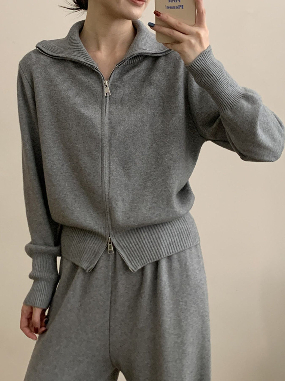 Zip Up Outerwear and Wide Leg Pants Set, view 10