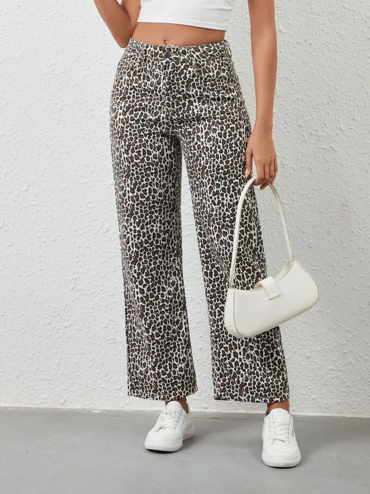 Close up of leopard print denim texture