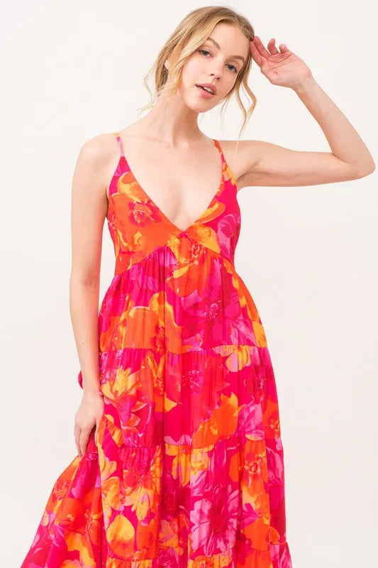 Floral Tiered Maxi Cami Dress with Pockets styled look
