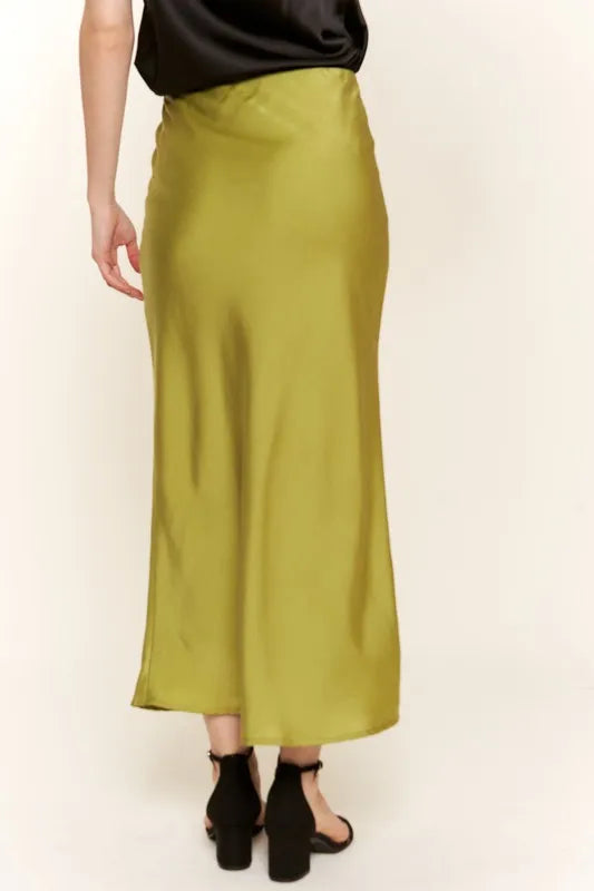 And The Why Satin Midi Skirt - Fashorio