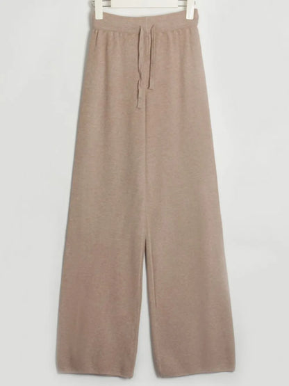 V-Neck Long Sleeve Top and Drawstring Pants Sweater Set - Fashorio