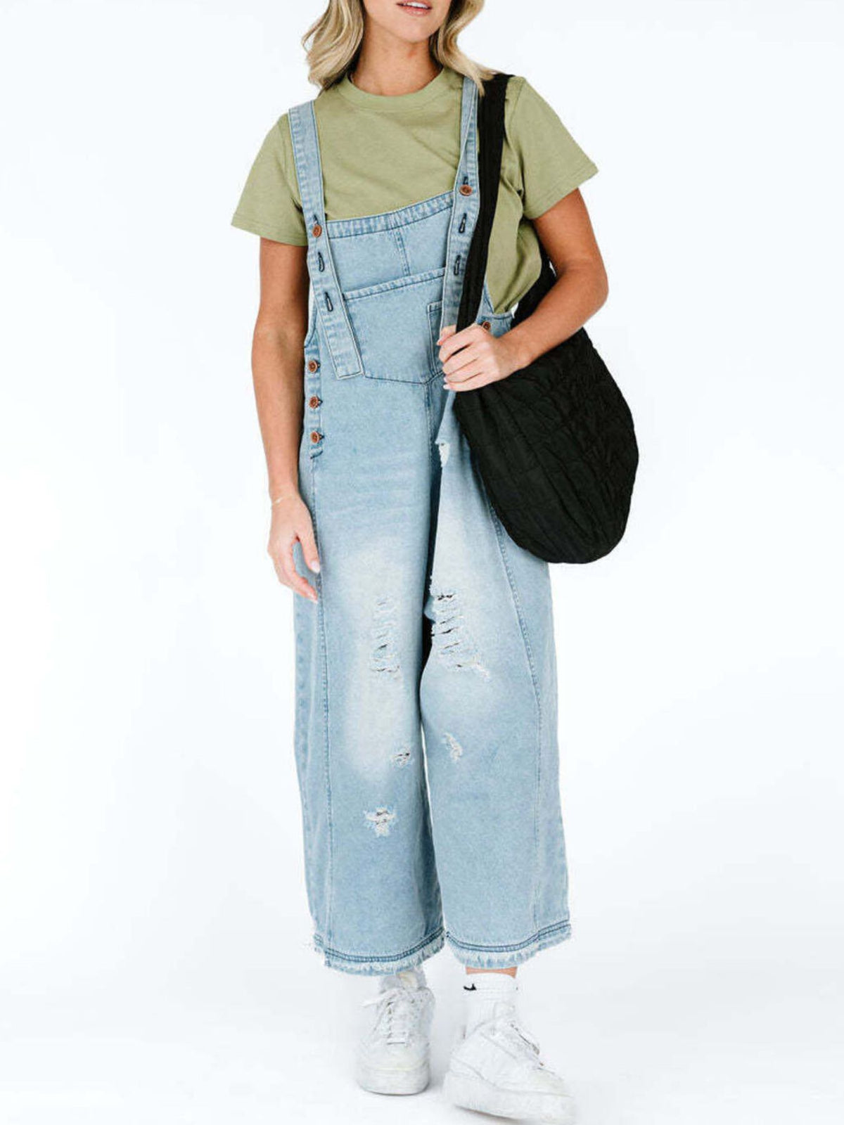 Denim overalls full outfit look