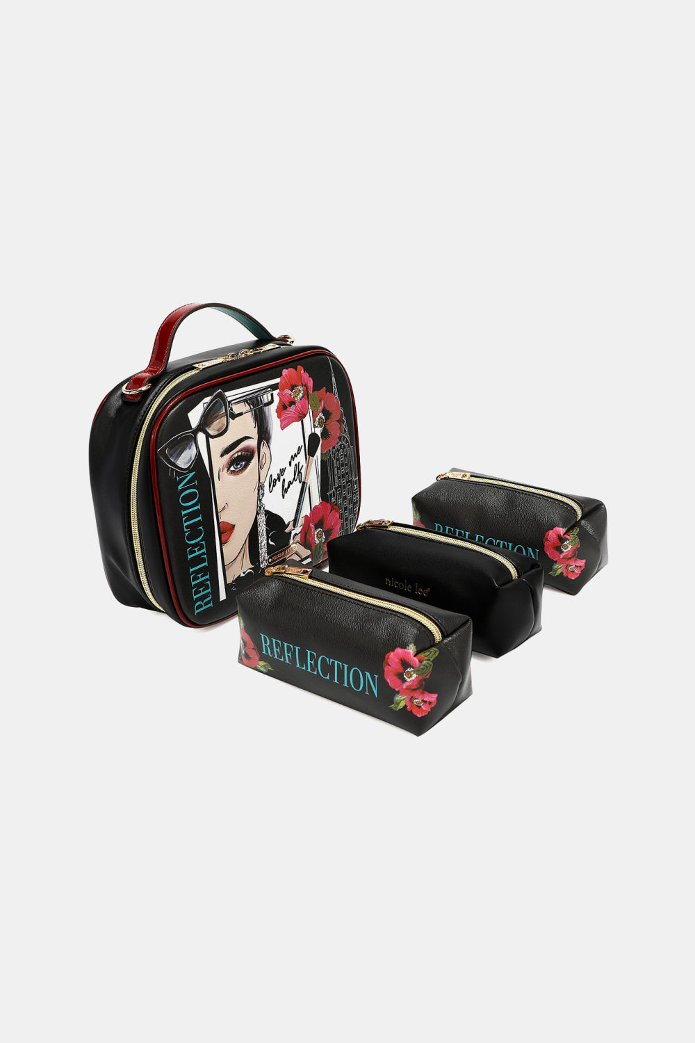 Nicole Lee USA Printed Handbag with Three Pouches - Fashorio