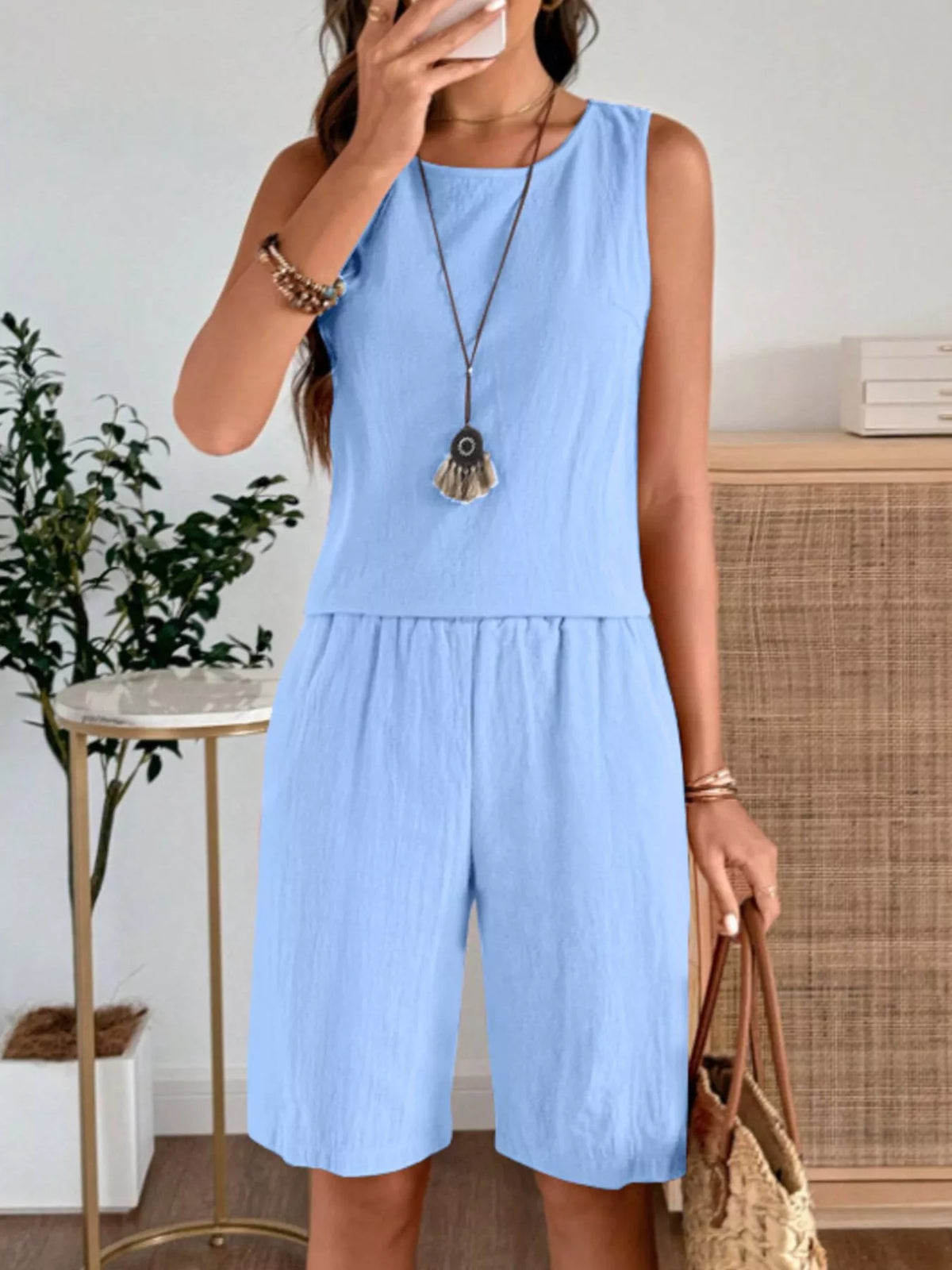 Round Neck Tank and Shorts Set, view 15