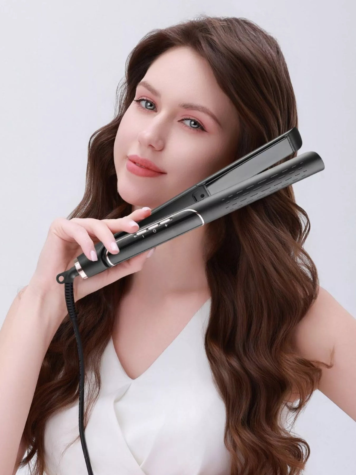 Hair straightener plates close up