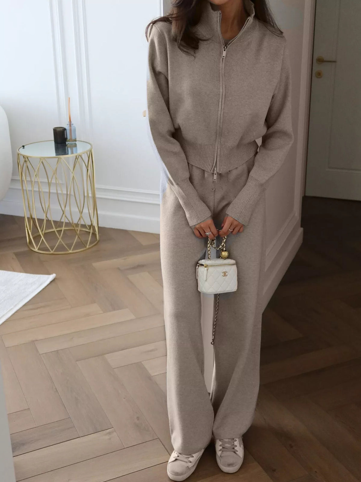 Zip Up Outerwear and Wide Leg Pants Set, view 16