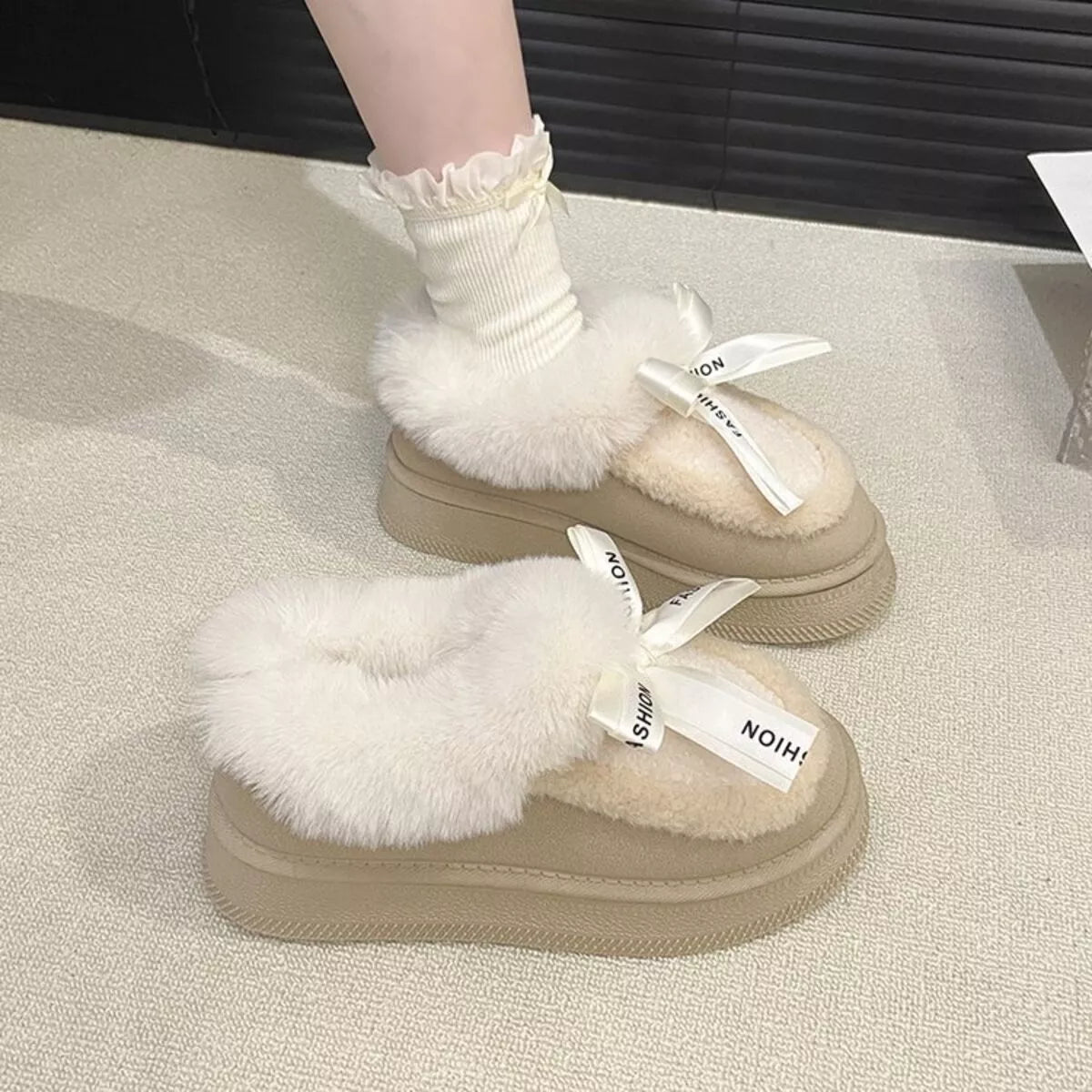 round toe platform boots ivory toe close up