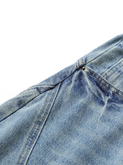Men's Washed Wide Leg Denim Shorts - Fashorio